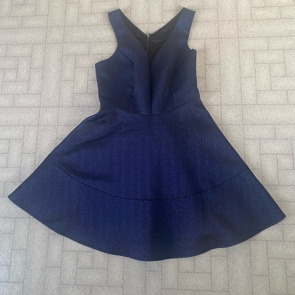 Express blue metallic cocktail dress
